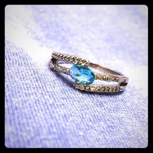 Sterling silver ring size 7 blue stone